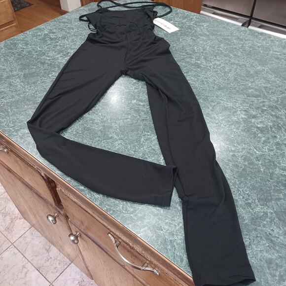 H&M COACHELLA black strappy jumpsuit sz 4 Small Stretchy NWT Festival Whimsigoth - Picture 3 of 15